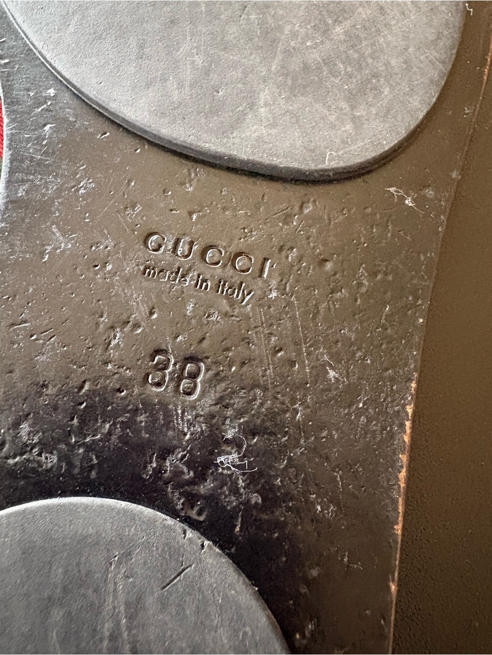 Gucci Black Leather Sandals with Green-Red Web Stripe and Gold GG Logo - Picture 2 of 9